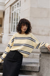 Striped Bicycle Collar Oversize Knit Yellow Sweater