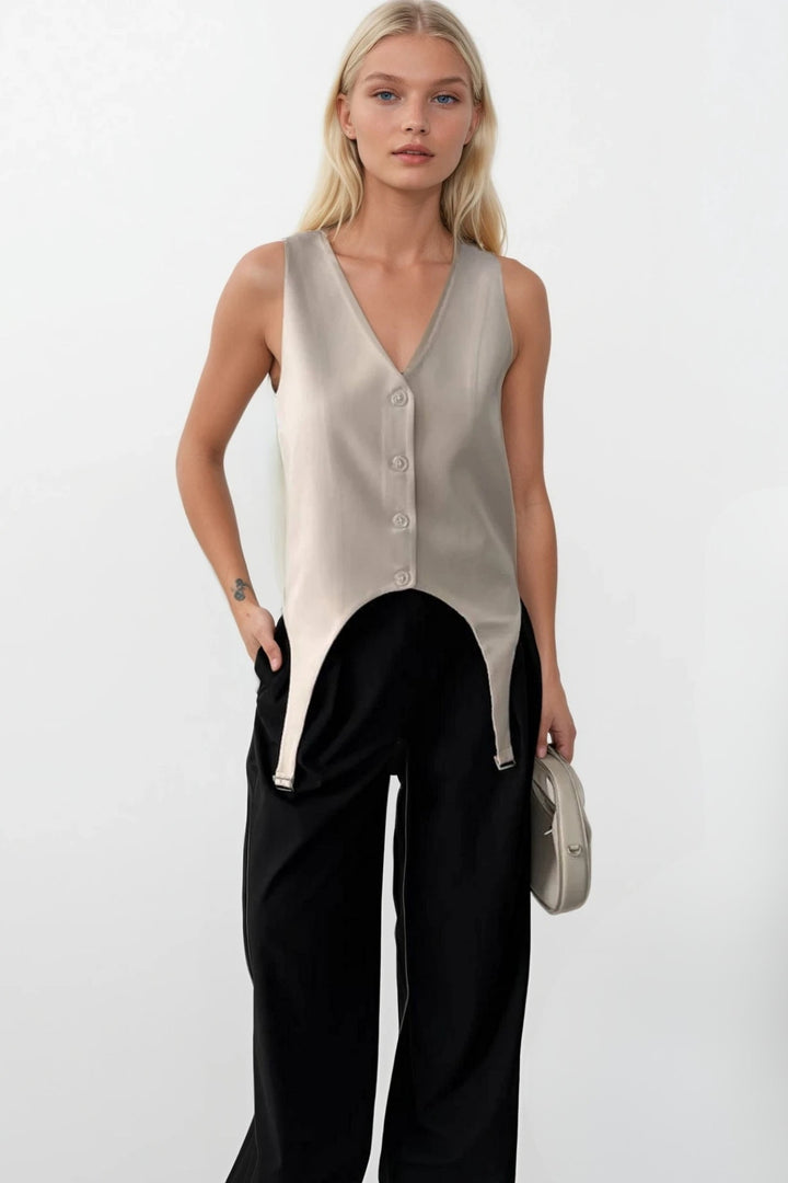 Kemer Detay V Yaka Taş Yelek