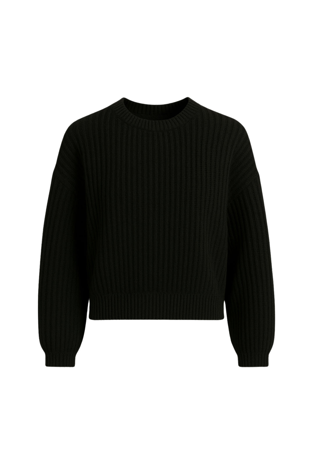 Örgü Detay Basic Siyah Triko Kazak