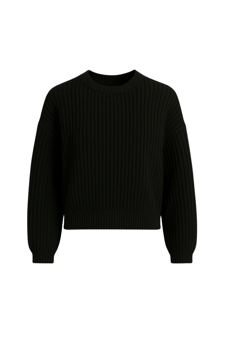 Örgü Detay Basic Siyah Triko Kazak