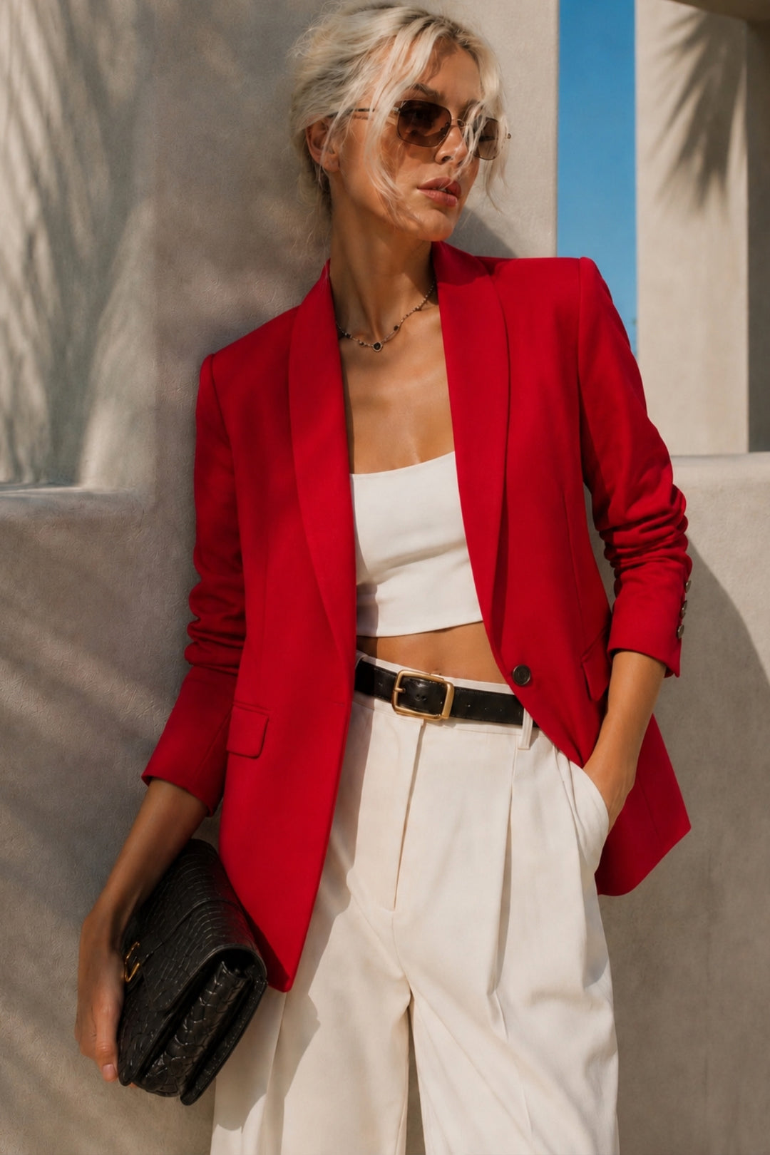 Şal Yaka Astarlı Kırmızı Blazer Ceket
