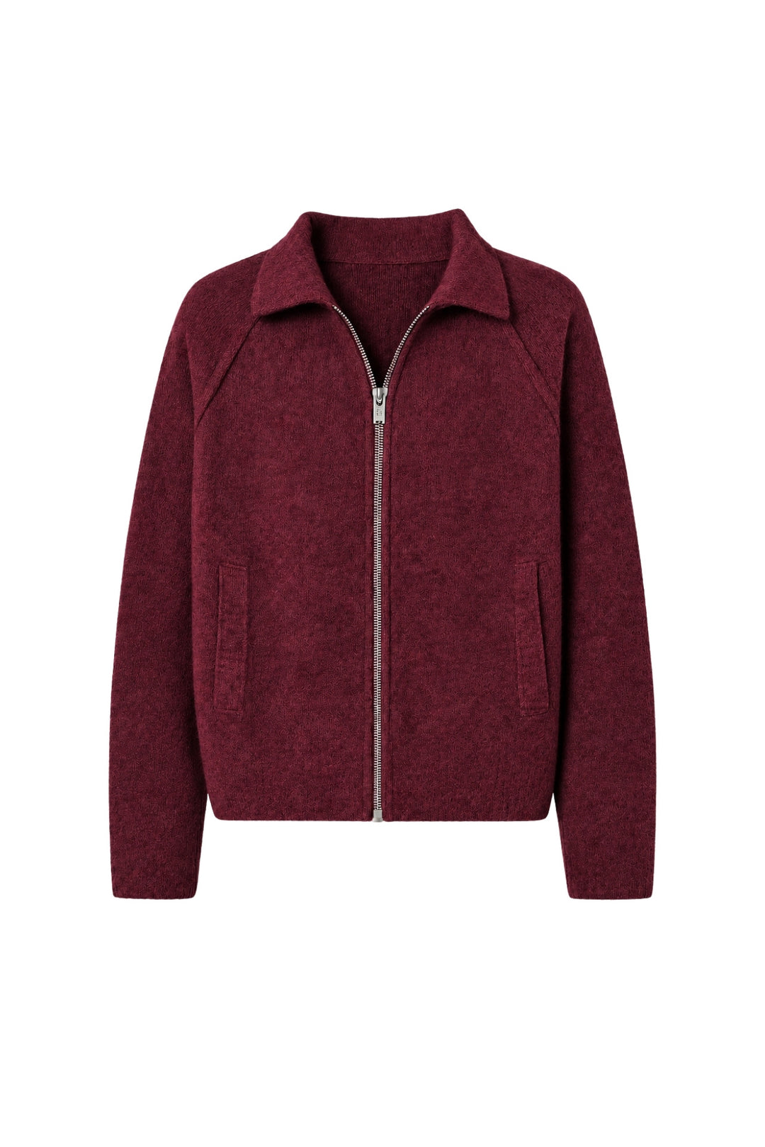 Burgundy Turtleneck Sweater with Zipper Detail