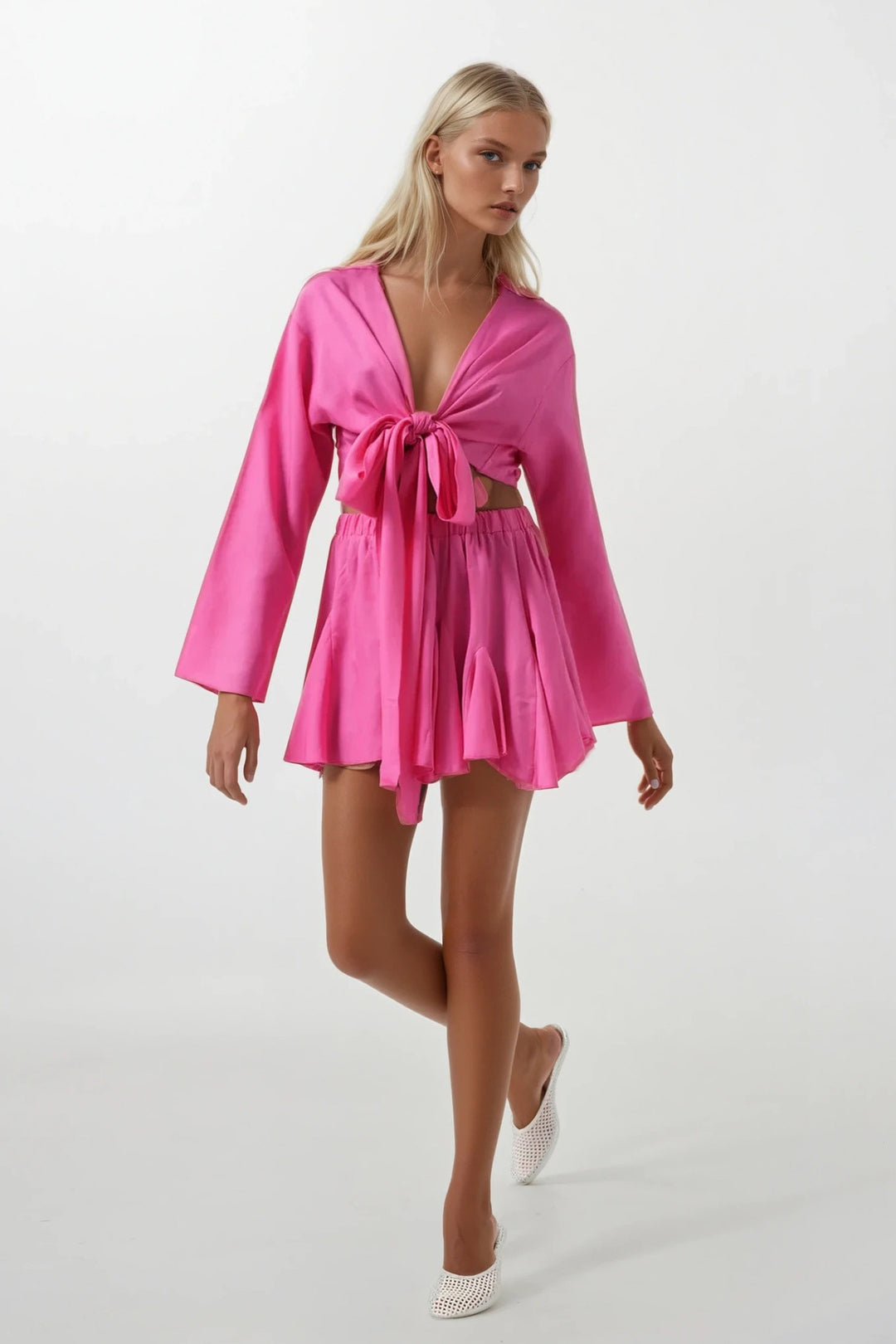 Bel Lastikli Fuşya Kiloş Etek