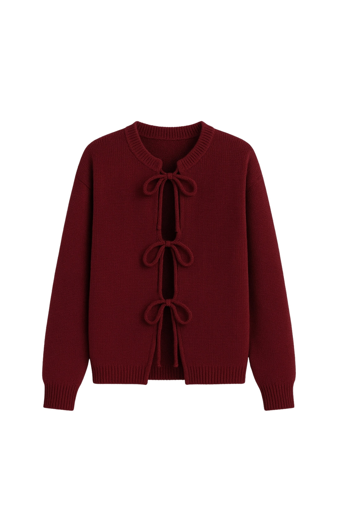 Bağlamalı Triko Bordo Kazak