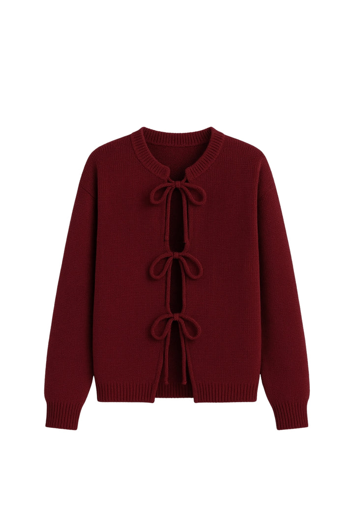 Bağlamalı Triko Bordo Kazak
