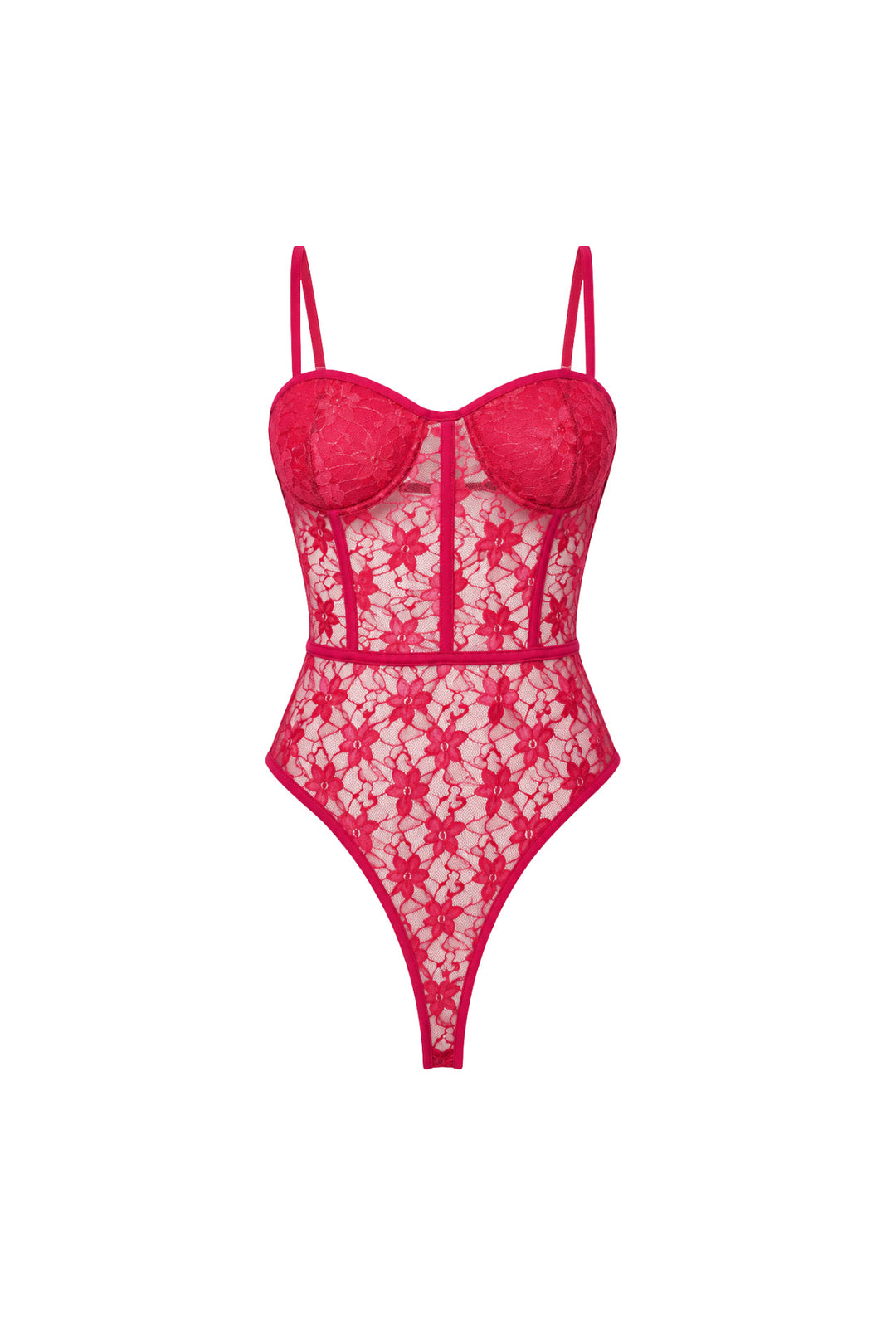 Glop Detay Askılı Kırmızı Güpür Bodysuit