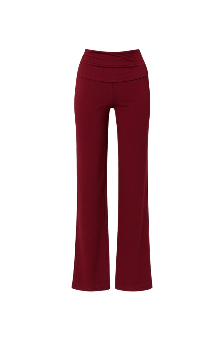 Bel Katlamalı Bordo Pantolon