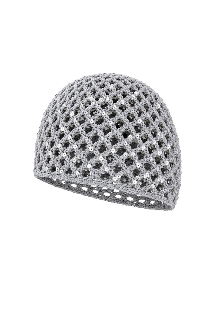 Payetli Örgü Gri Cap