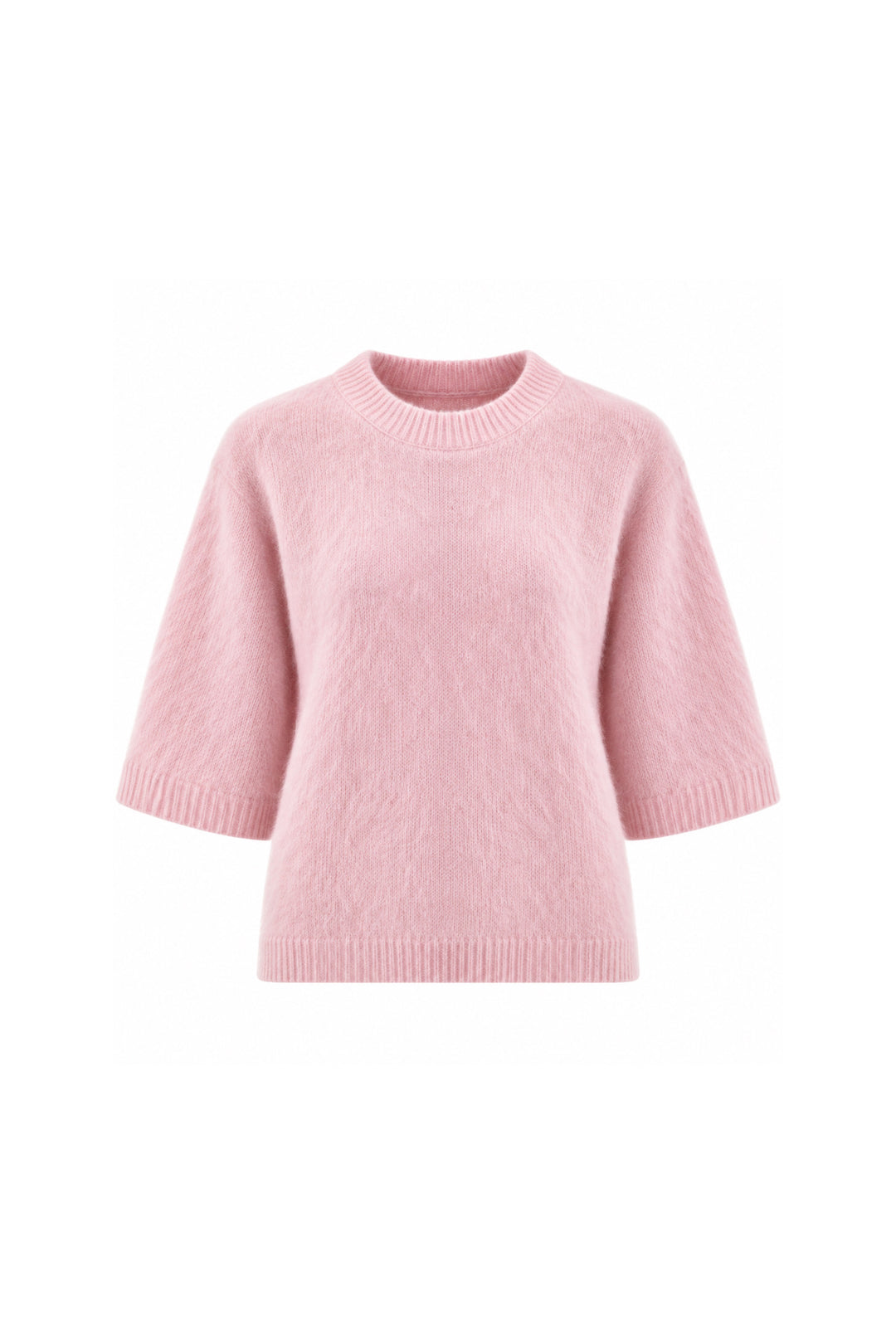 Bisiklet Yaka Oversize Dokulu Pembe Bluz