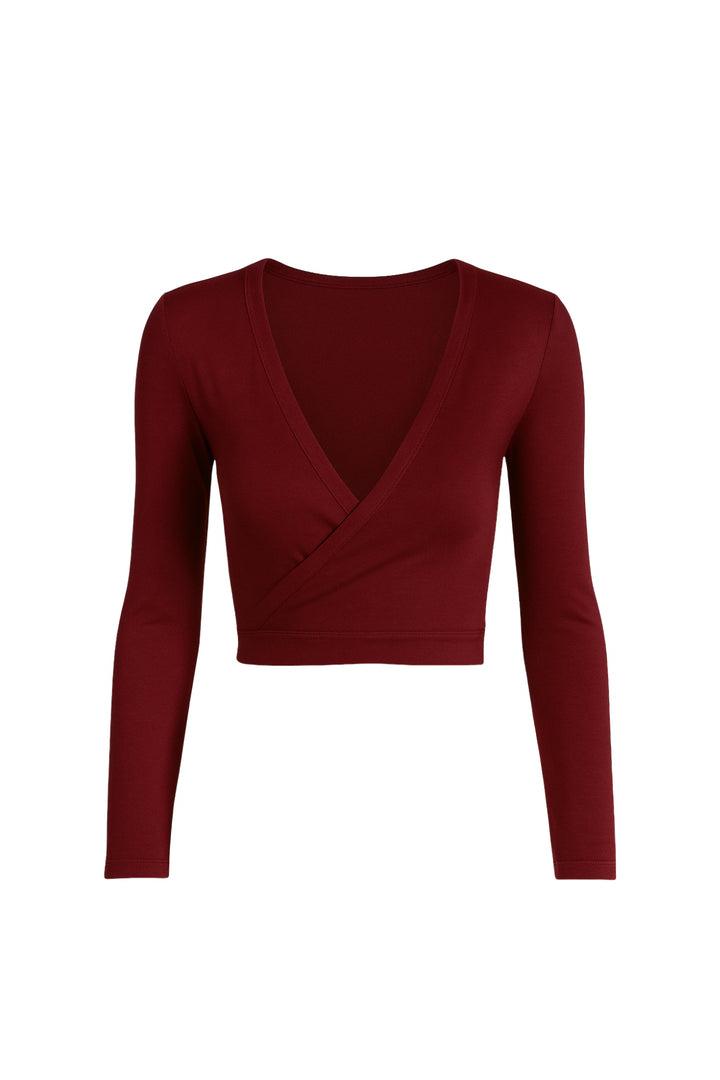 Kruvaze Bağlamalı Bordo Bluz