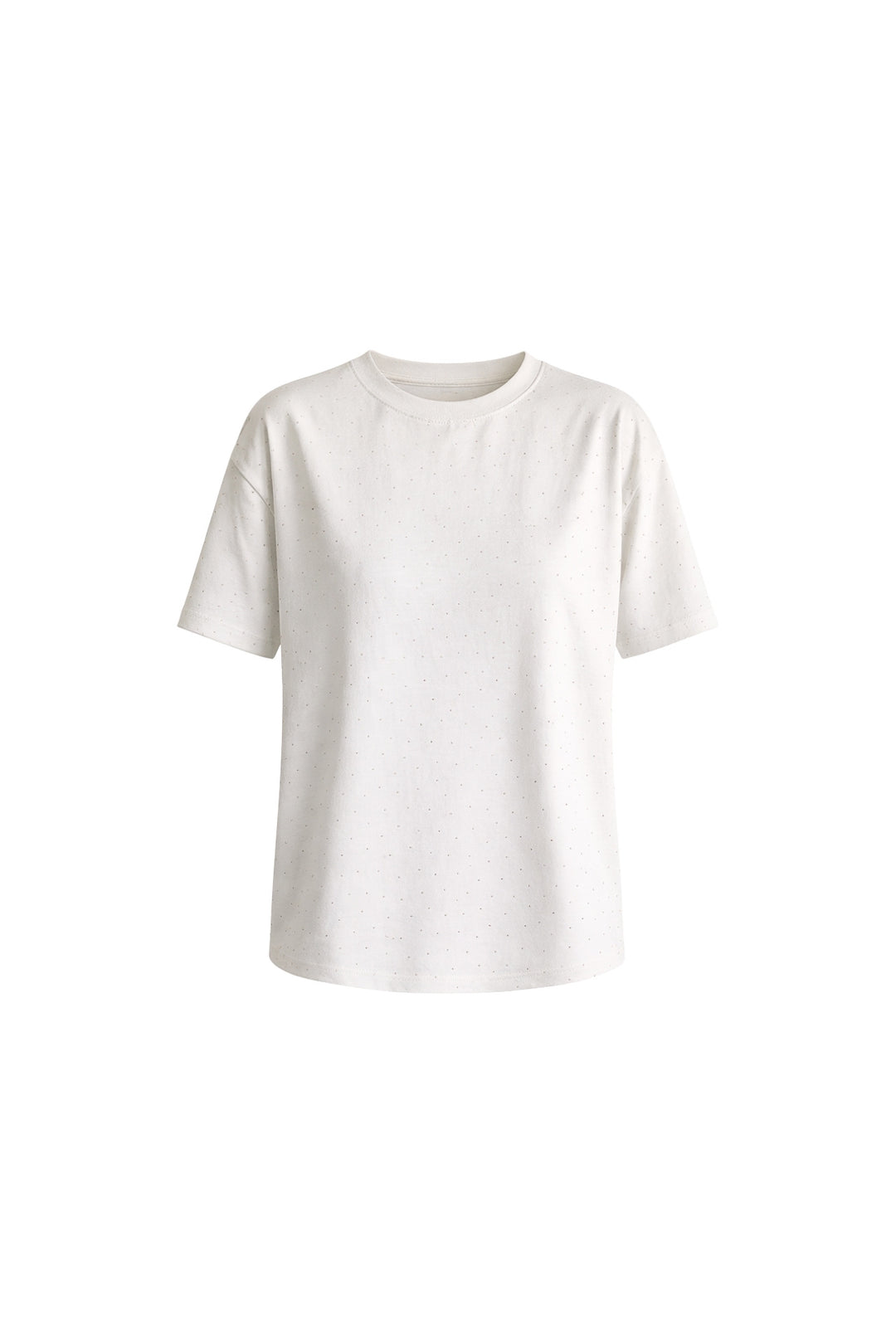 Bisiklet Yaka Taş Detay Beyaz T-Shirt