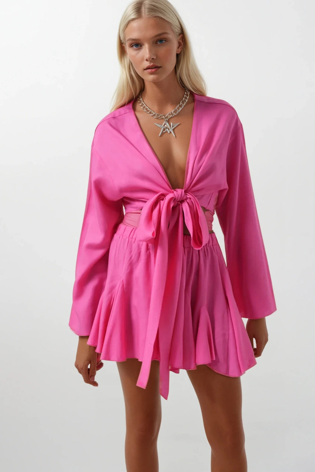 Bel Lastikli Fuşya Kiloş Etek