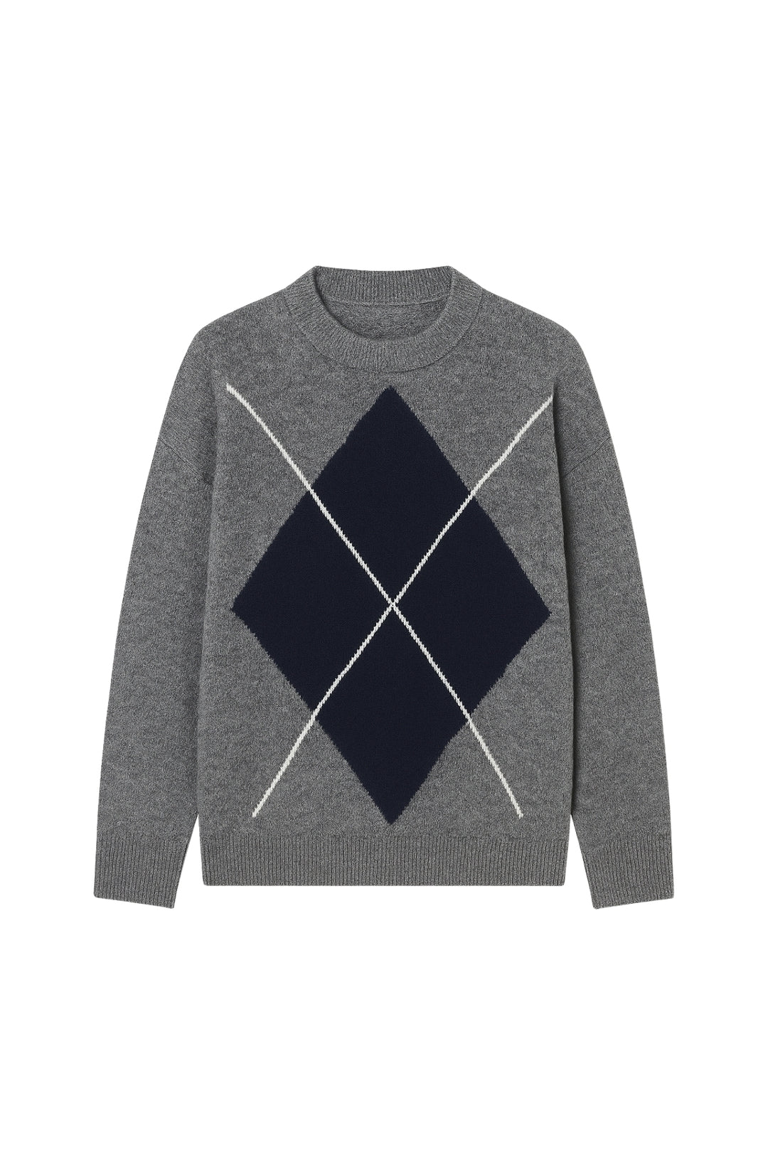 Baklava Desen Antrasit Çift Renk Kazak