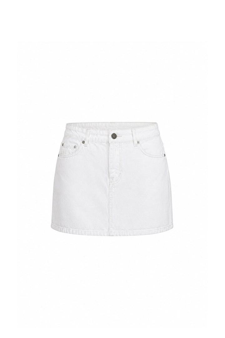 Basic Mini Beyaz Denim Etek
