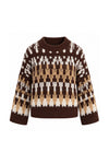 Patterned Brown Knit Sweater