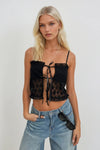 Laced Lace Detail Black Crop 