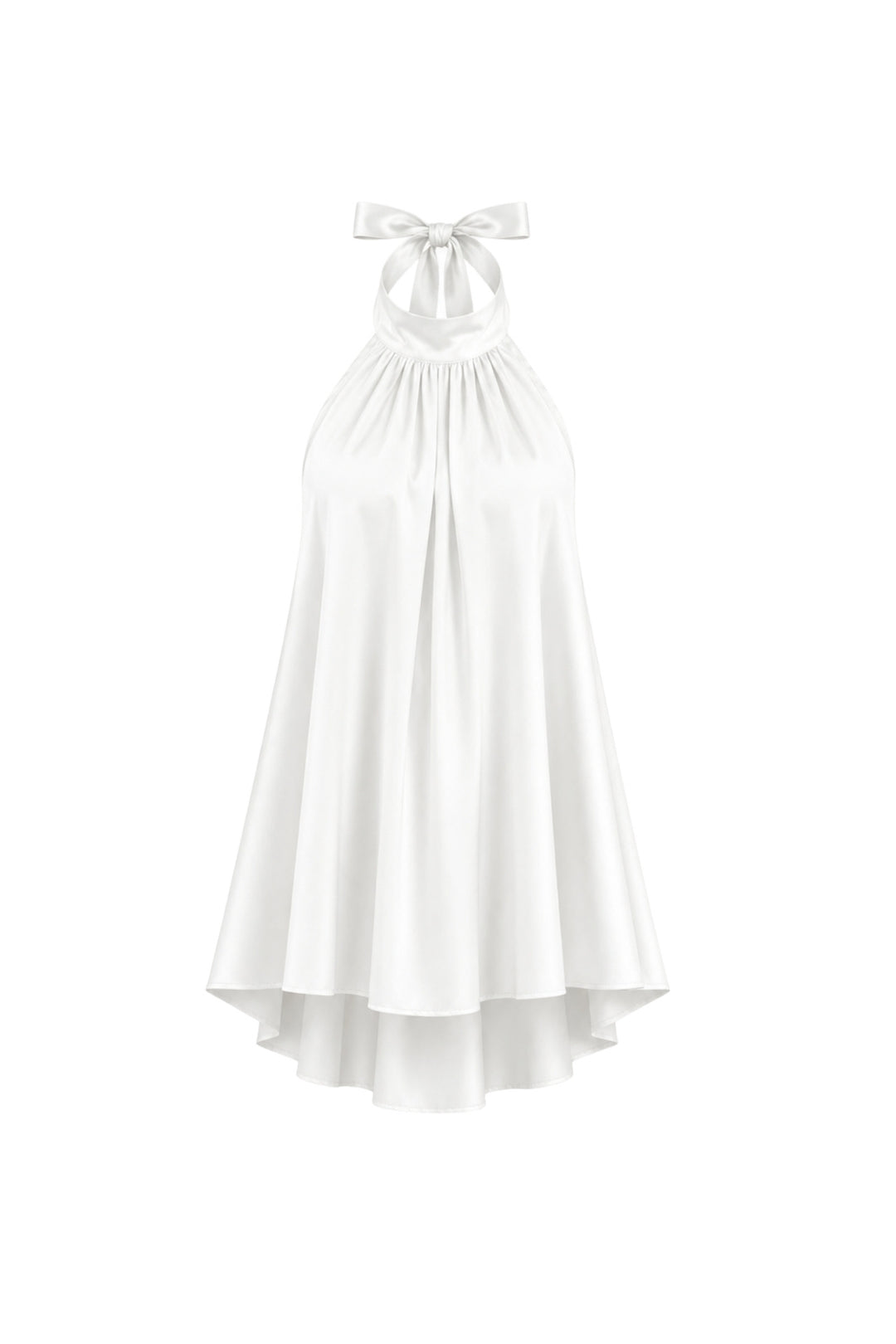 Fisherman Collar Backless Satin White Mini Dress