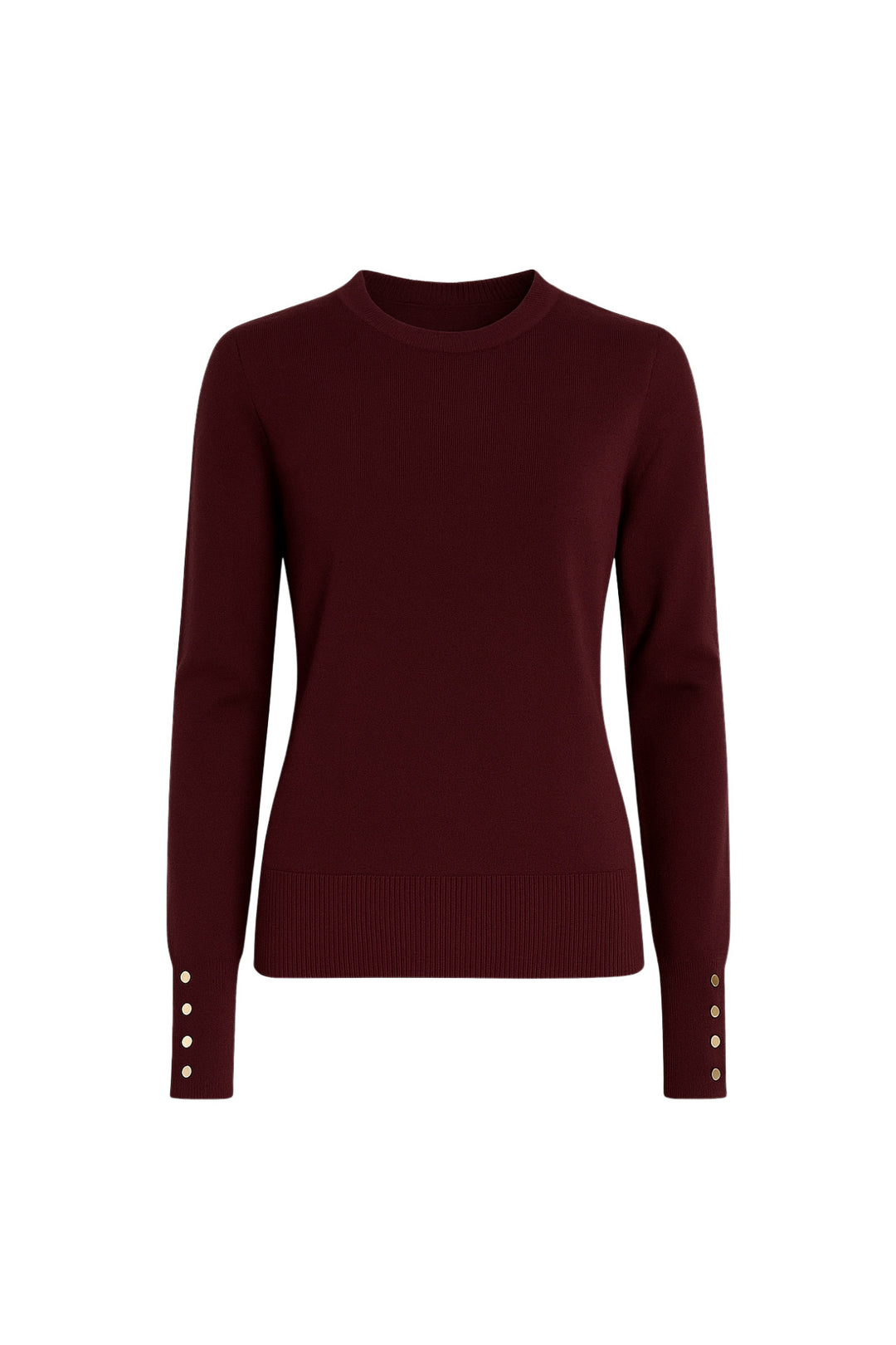 Düğme Detay Bisiklet Yaka Bordo Bluz