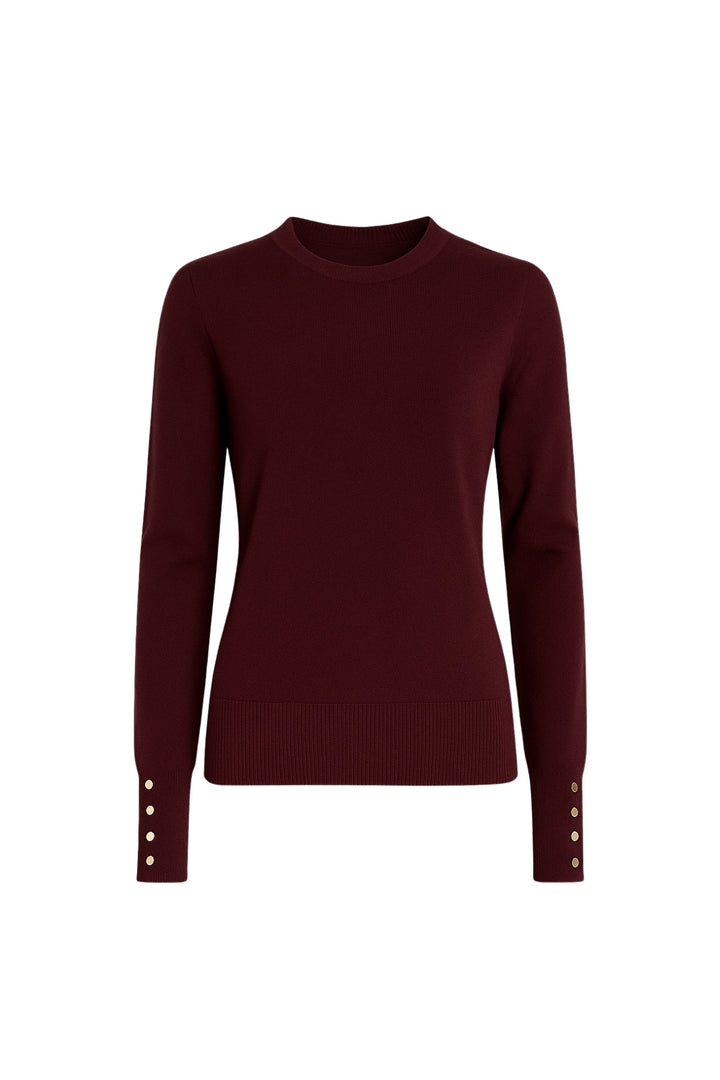 Düğme Detay Bisiklet Yaka Bordo Bluz