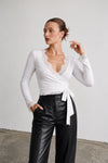 White Lace Wrap Blouse
