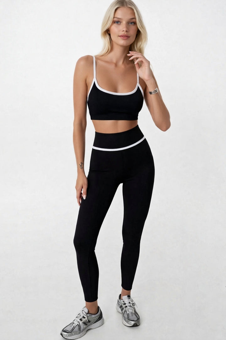 Biye Detaylı Yüksek Bel Siyah Tayt