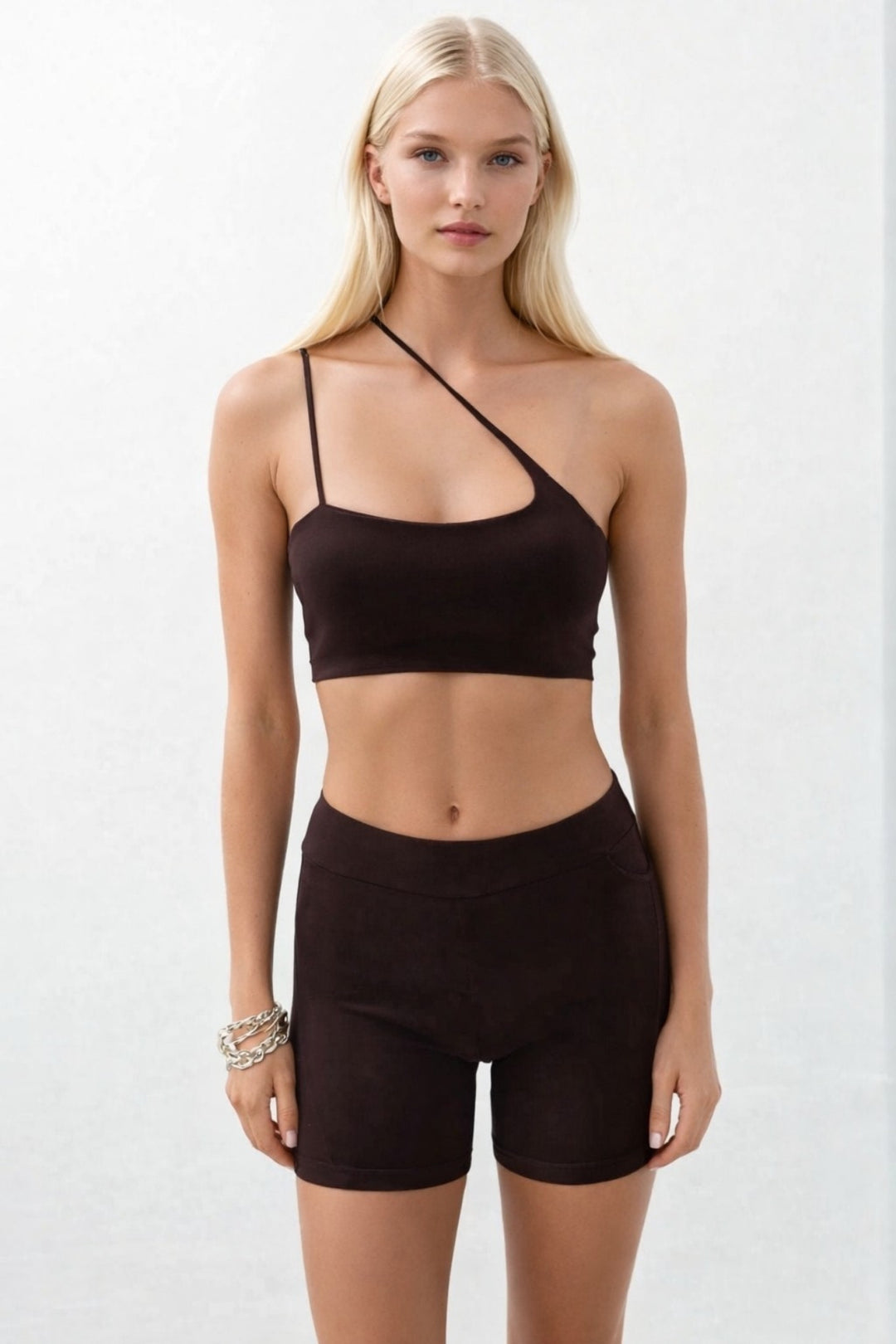 Brown Cross Strap Bra 