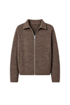 Brown Turtleneck Sweater with Zipper Detail