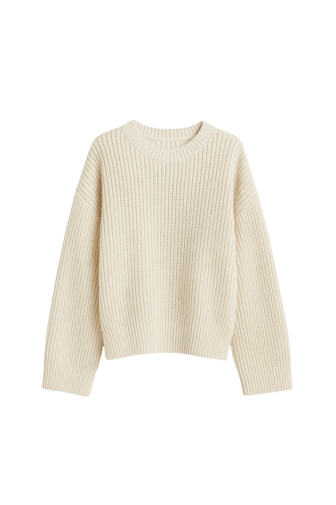 Bisiklet Yaka Örgü Detay Crop Triko Ekru Kazak