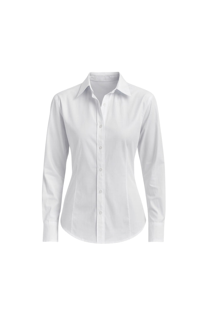 Bel Oturtmalı Basic Beyaz Gömlek