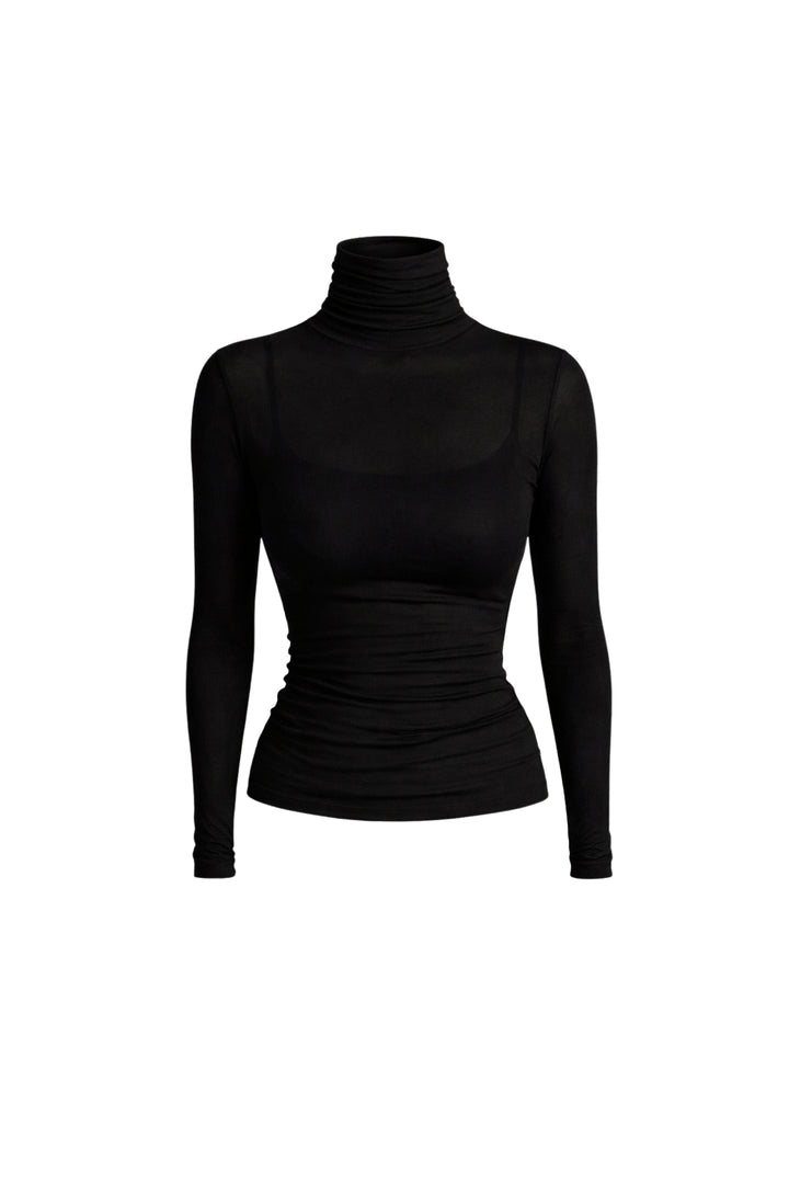 Balıkçı Yaka Siyah Transparan Bluz