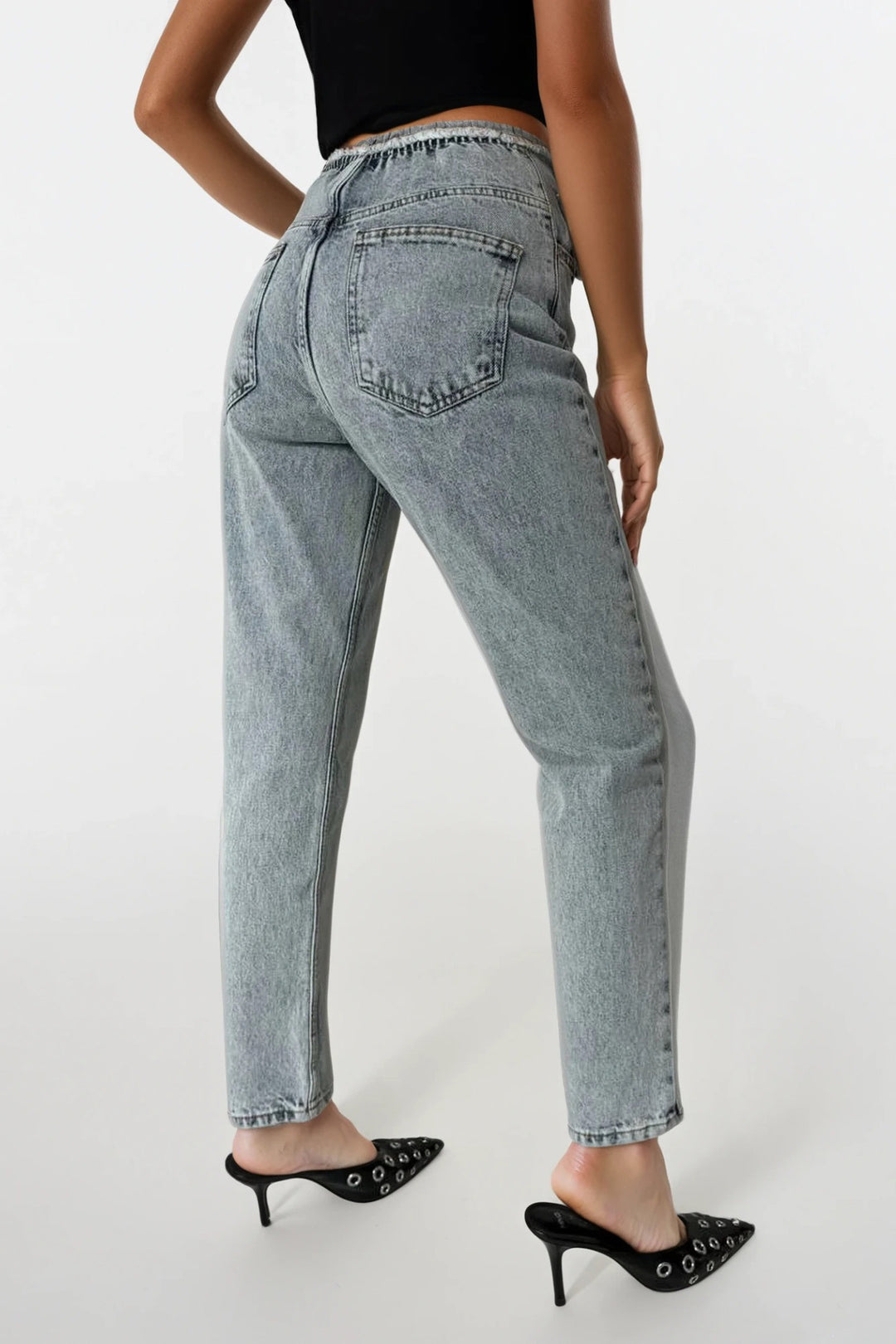 Kemersiz Düşük Bel Açık Mavi Jean