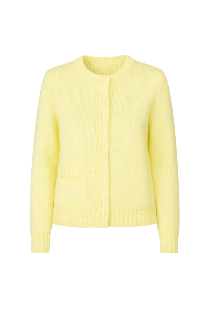 Tek Cepli Çıtçıtlı Sarı Triko Hırka