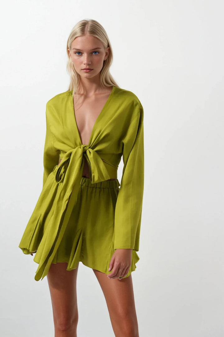 Elastic Waist Lime Kilos Skirt 