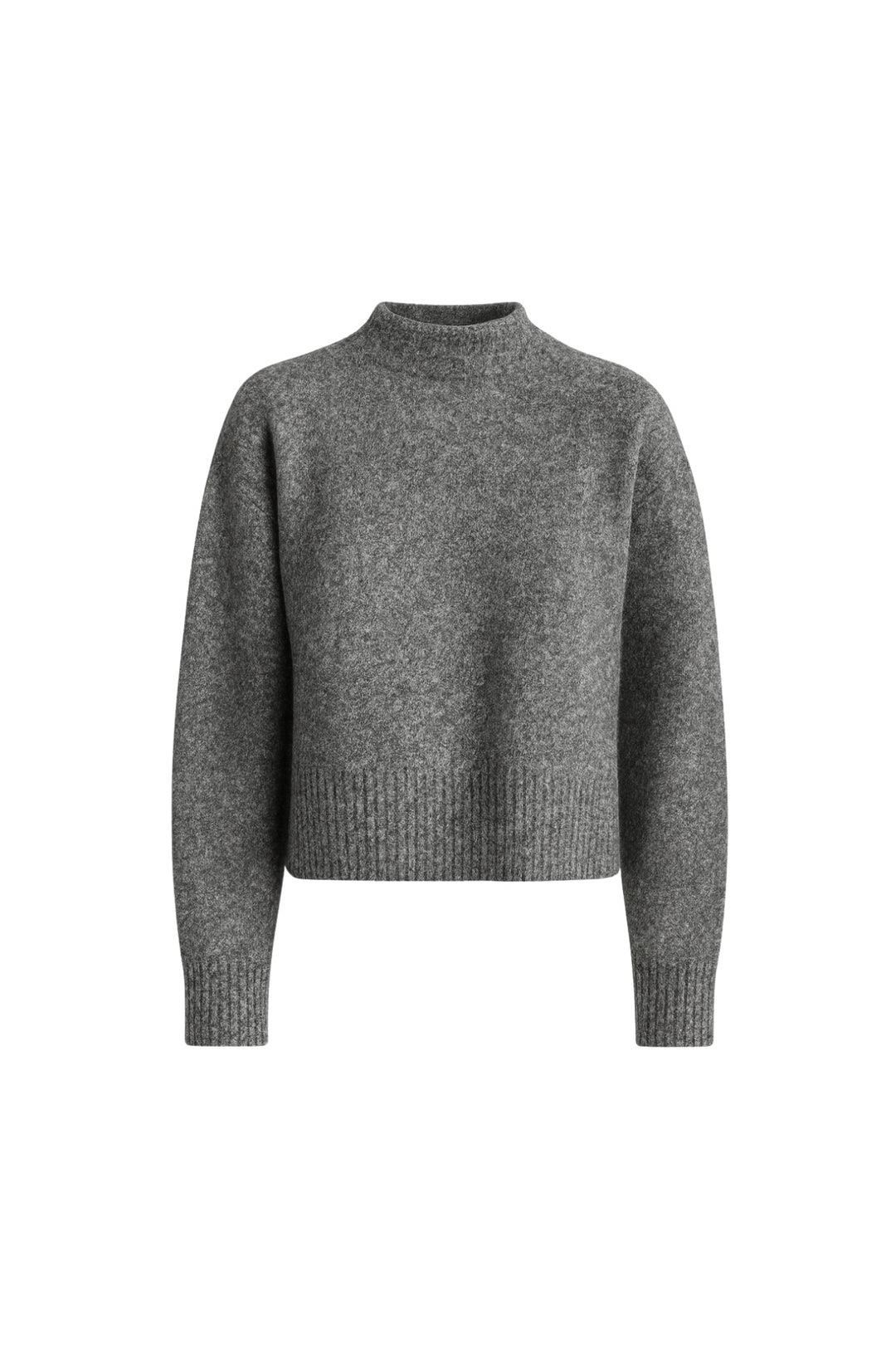 Dik Yaka Yanı Yırtmaçlı Antrasit Crop Triko Kazak