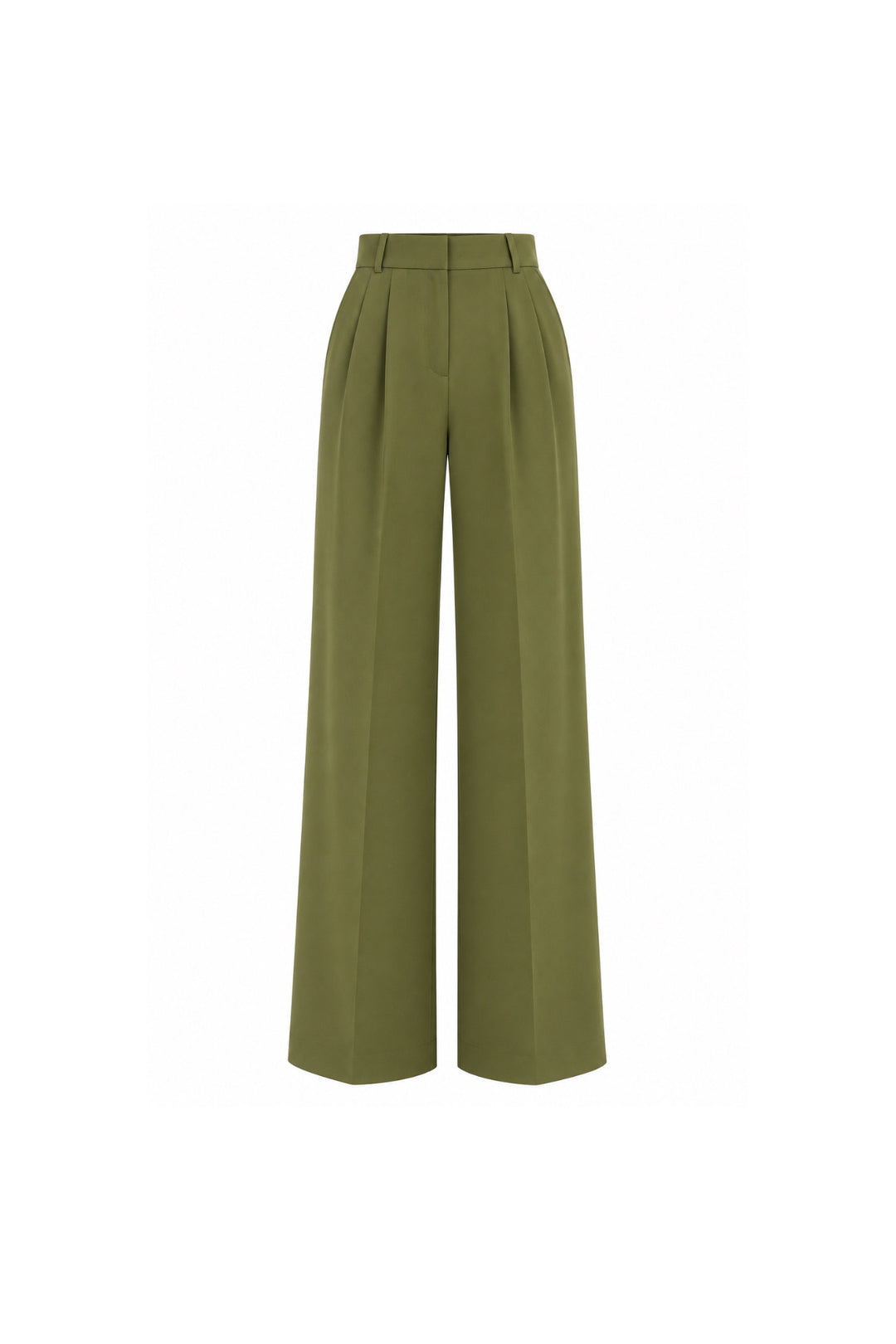 Bel Lastik Detay Pileli Haki Basic Pantolon