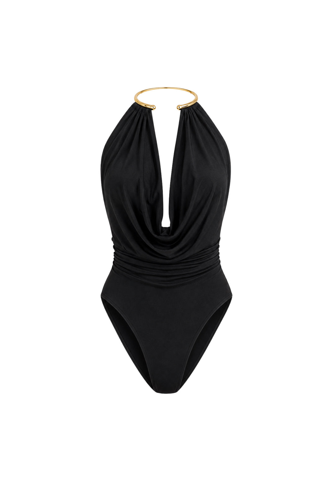 Degaje Yaka Aksesuar Detay Siyah Bodysuit