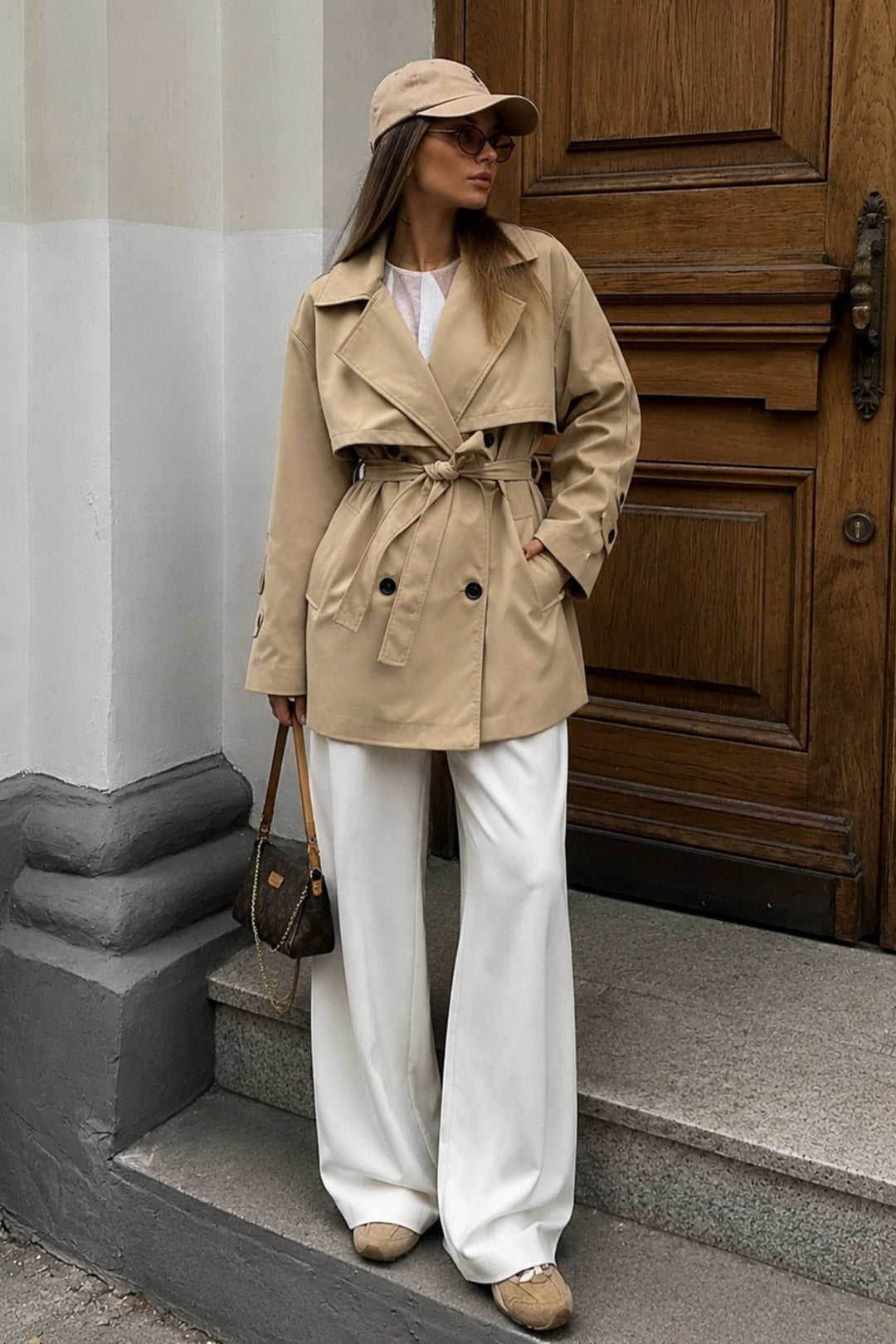 Belt Detail Basic Beige Trench Coat