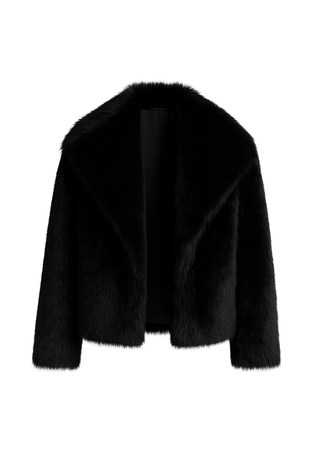 Shawl Collar Plush Black Fur