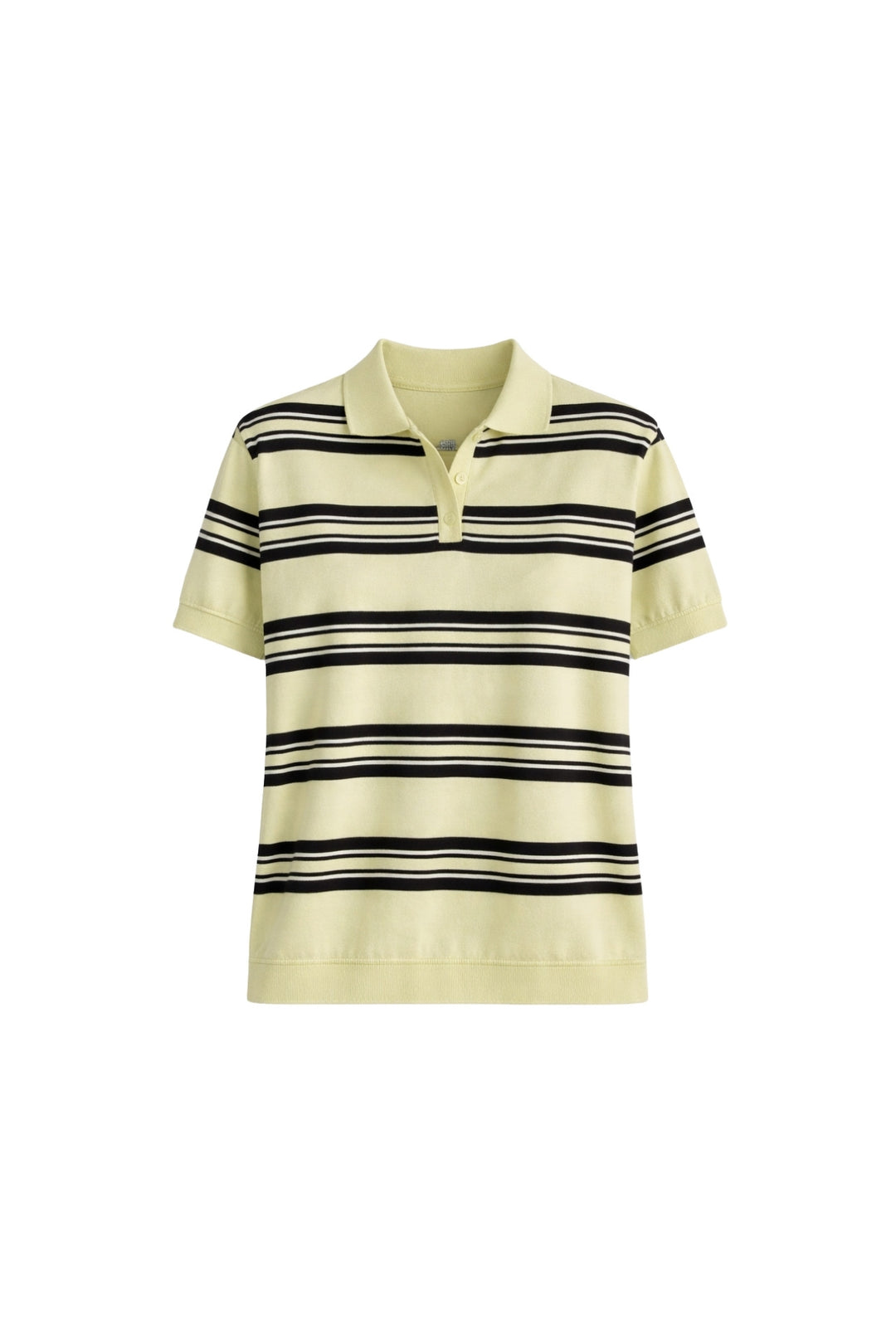 Çizgili Polo Yaka Sarı Triko Bluz