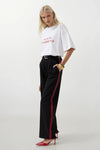Şerit Detay Palazzo Siyah Pantolon