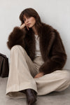 Shawl Lapel Plush Brown Fur