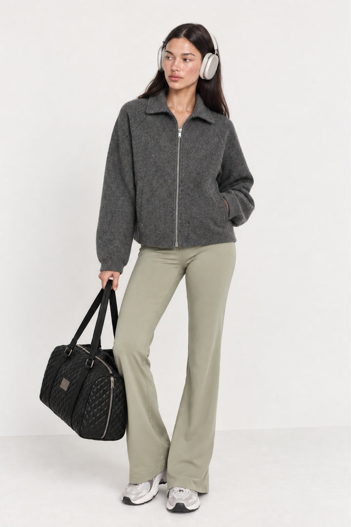 Anthracite Turtle Neck Sweater with Zipper Detail