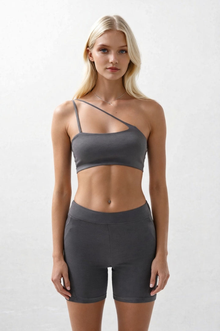 Cross Strap Gray Bra 