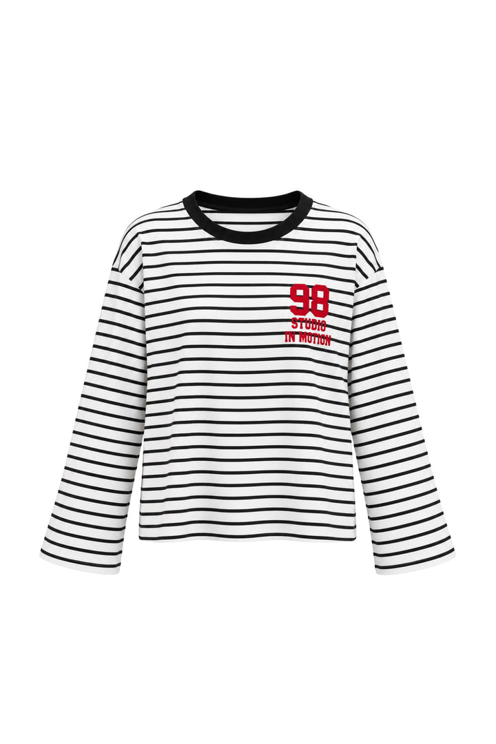 Baskılı Siyah Çizgi Detay Basic Sweatshirt