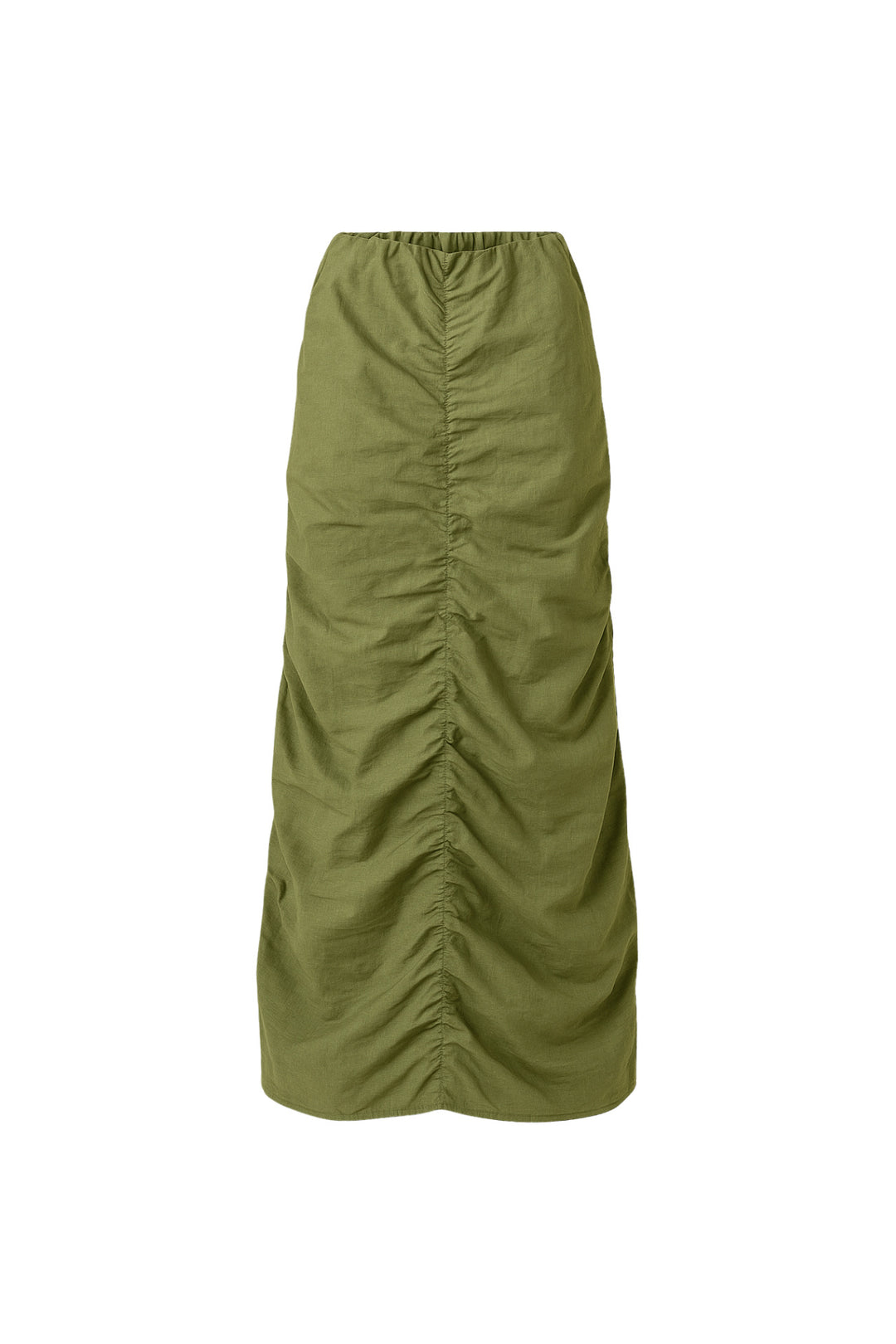Gathered Detail Khaki Maxi Skirt 