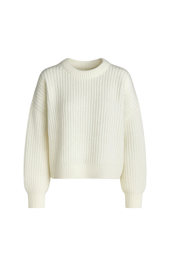 Örgü Detay Basic Ekru Triko Kazak