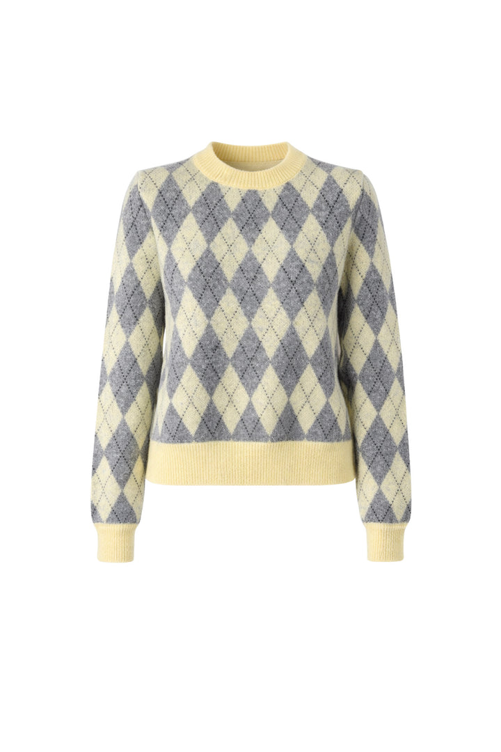 Baklava Desen Bisiklet Yaka Sarı Triko Kazak