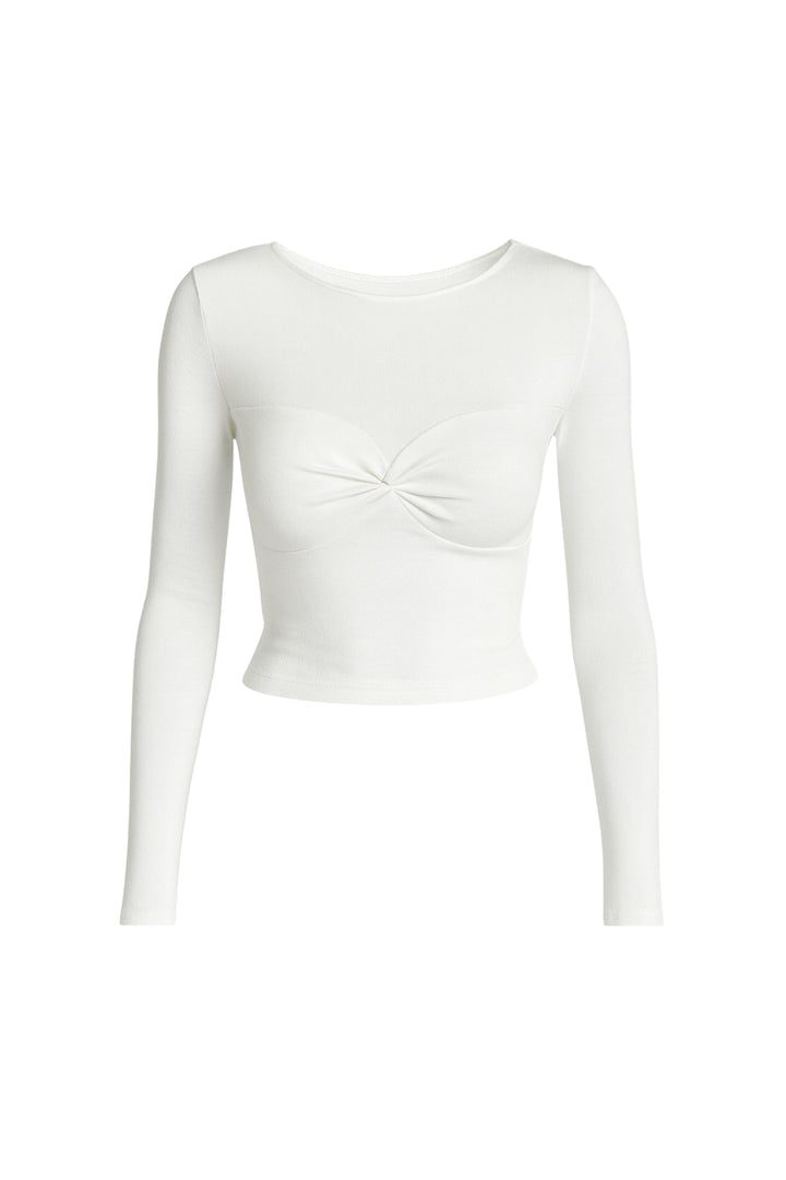 Göğüs Düğüm Detay Ekru Bluz