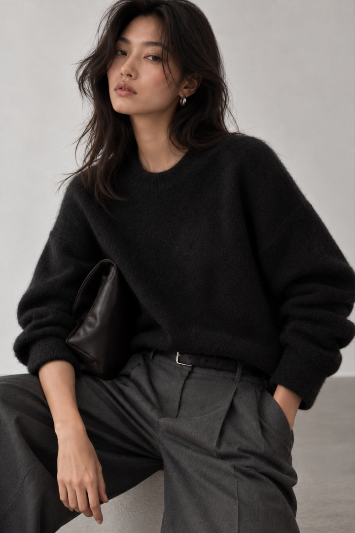Crew Neck Basic Black Sweater