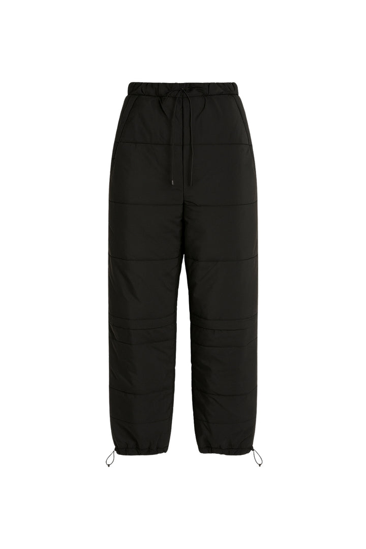 Fermuar Detay Kapitone Siyah Pantolon